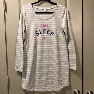 Let’s Sleep In Gray Stripes Sleeper Night Shirt